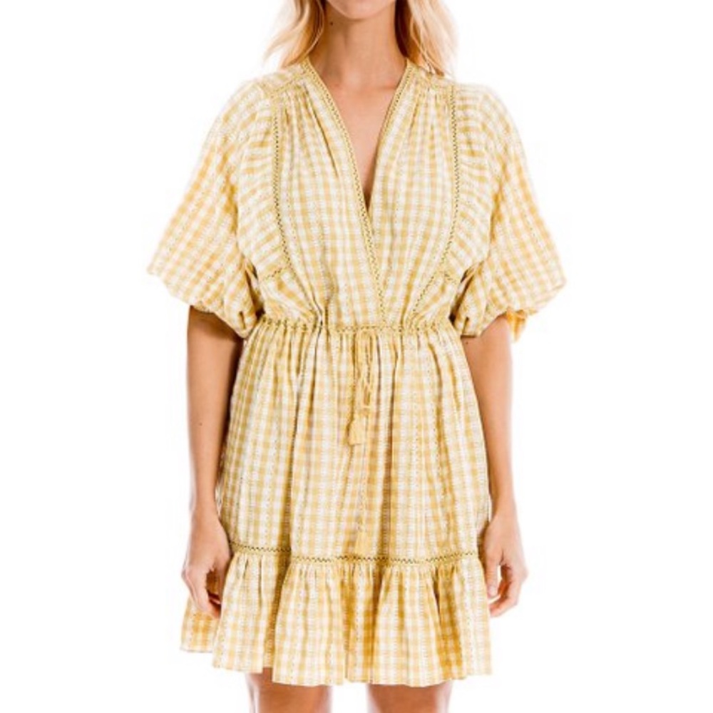 Max Studio Yellow&Ivory Gingham Dress